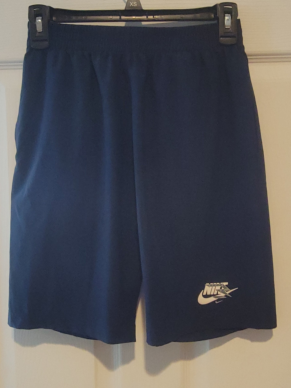 Nike Navy Blue Boy's Lg Athletic Shorts with White Logo